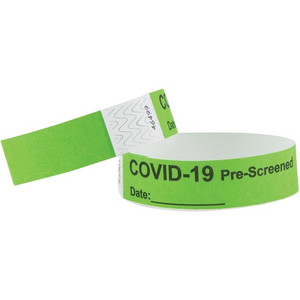 Advantus COVID Prescreened Tyvek Wristbands - 3/4" Width x 10" Length - Rectangle - Green - Tyvek - (AVT76097) Product Image 