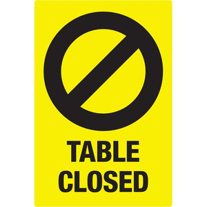 Avery Surface Safe TABLE CLOSED Preprinted Decals - Print/Message "Table Closed" - 4" Width x 6" Height Product Image 