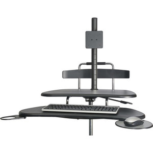 Kantek Mobile Height Adjustable Computer Workstation w/ LCD Mount - Height Adjustable - 48.50" Height x 27.50" Width x 25" Depth - Computer - Assembly Required - Black Product Image 