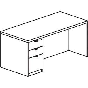 Lorell Prominence 2.0 Left-Pedestal Desk - 29" Height x 72" Width x 36" Depth, x 1" Thickness Top - 3 x File, Box Drawer(s) - Single Pedestal on Left Side - Band Edge - Material: Particleboard Product Image 
