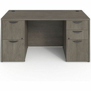 Lorell Prominence 2.0 Double-Pedestal Desk - 29" Height x 60" Width x 30" Depth, x 1" Thickness Top - 5 x File, Box Drawer(s) - Double Pedestal on Left/Right Side - Band Edge - Material: Particleboard Product Image 