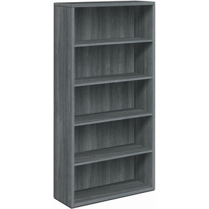 HON 10500 Bookcase - 71" Height x 36" Width x 13.1" Depth - 5 Shelve(s) - Material: Laminate - Finish: Sterling Ash - Leveling Glide Product Image 
