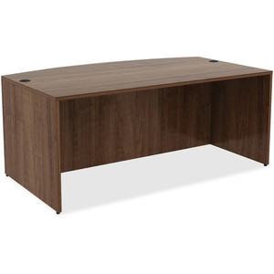 Lorell Essentials Series Bowfront Desk Shell - 29.5" Height x 71" Width x 41.4" Depth Desk - Material: Metal - Finish: Walnut, Laminate Product Image 