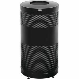 Rubbermaid Commercial Heavy-gauge Steel Receptacle - 25 gal Capacity - 35.5" Height x 18" Width - Steel, Plastic - Black Product Image 