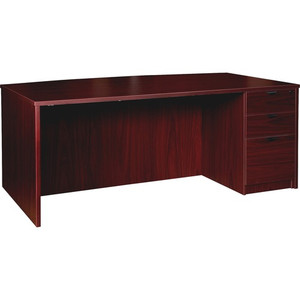 Lorell Prominence 2.0 Bowfront Right-Pedestal Desk - x 1" Thickness Top, 29" Height x 72" Width x 42" Depth - 3 x File, Box Drawer(s) - Single Pedestal on Right Side - Band Edge - Material: Particleboard - (LLRPD4272RSPMY) Product Image 