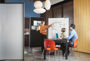 Quartet Multi Rm Divider/Magnetic Brd, 2-Sided, 3'x6', GPHT Frame (QRT6630MB) Product Image 