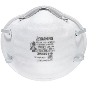 3M N95 Particle Respirator 8200 Masks - Airborne Particle, Mold, Dust, Granular Pesticide, Allergen Protection - White - Disposable, Lightweight, Stretchable, Adjustable Nose Clip - 2/Pack Product Image 