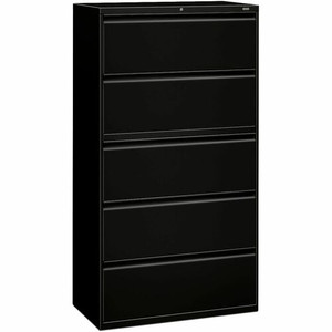 HON 800 Series Full-Pull Locking Lateral File - 5-Drawer - 42" Width x 18" Depth x 64.2" Height - 5 x Drawer(s) - Lateral - Black Product Image 