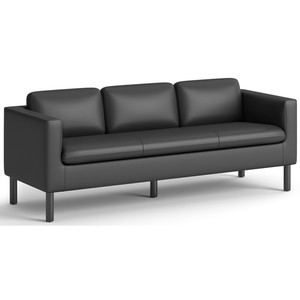 HON Parkwyn Lounge Sofa - 29" Height x 77" Width x 26.8" Depth - Material: Polyurethane - Finish: Black Product Image 