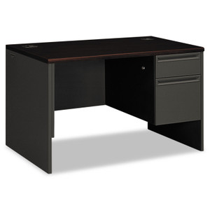 HON 38000 Series Right Pedestal Desk, 48" x 30" x 29.5", Mahogany/Charcoal (HON38251NS) View Product Image