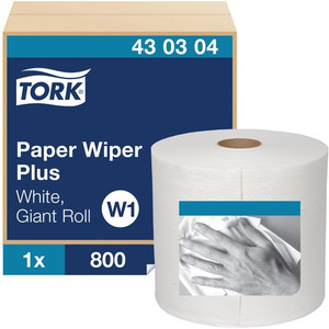 TORK Paper Wiper Plus - 1 Ply - 800 Sheets/Roll - 12.25" Roll Diameter - 3" Core - White Product Image 