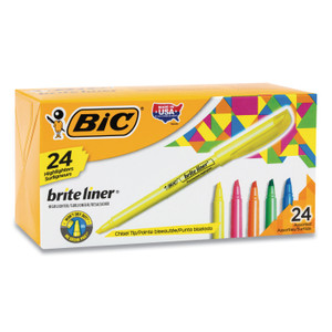 BIC Brite Liner Highlighter Value Pack, Assorted Ink Colors, Chisel Tip, Assorted Barrel Colors, 24/Set (BICBL241AST) View Product Image