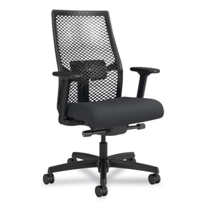 HON Ignition 2.0 ReActiv Mid-Back Task Chair, 17.25" to 21.75" Seat Height, Basalt Vinyl Seat, Charcoal Back, Black Base Product Image 