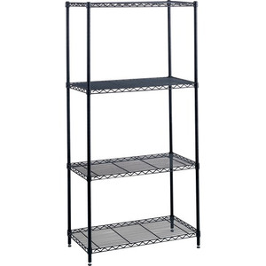 Safco Industrial Wire Shelving - 48" Width x 18" Depth x 72" Height - 4 x Shelf(ves) - 1250 lb Load Capacity - Leveling Glide, Dust Proof, Adjustable Leveler, Adjustable Feet - Black (SAF5291BL) Product Image 