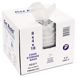 Inteplast Group Food Bags, 8 qt, 1 mil, 8" x 18", Clear, 1,000/Carton (IBSPB080418H) View Product Image
