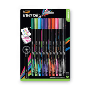BIC Intensity Porous Point Pen, Stick, Extra-Fine 0.4 mm, Assorted Ink and Barrel Colors, 10/Pack (BICFPINFAP10AST) View Product Image