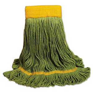Boardwalk EcoMop Looped-End Mop Head, Recycled Fibers, Large Size, Green View Product Image
