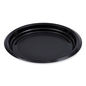 Boardwalk Hi-Impact Plastic Dinnerware, Plate, 9" dia, Black, 500/Carton (BWKPLTHIPS9BL) View Product Image