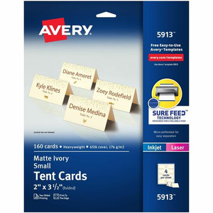 Avery Sure Feed Tent Cards - 79 Brightness - Letter - 8 1/2" x 11" - 65 lb Basis Weight - 176 g/m² Grammage Product Image 