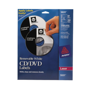 Avery Laser CD Labels, Matte White, 50/Pack View Product Image