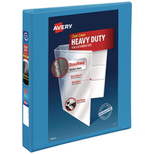 Avery Heavy-Duty Non Stick View Binder with DuraHinge and Slant Rings, 3 Rings, 1" Capacity, 11 x 8.5, Light Blue, (5301) View Product Image