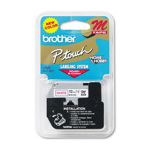 Brother 12mm (0.47") Red on White Non-Laminated tape for P-touch 8m (26.2 ft) View Product Image