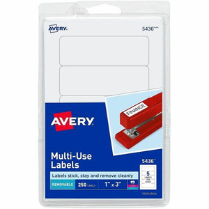 Avery Removable ID Labels - 3" Width x 1" Length - Removable Adhesive - Rectangle - Laser, Inkjet - White Product Image 