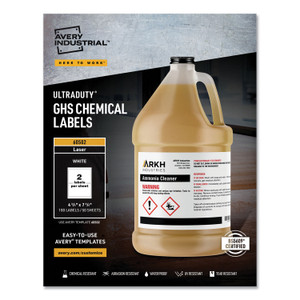 Avery UltraDuty GHS Chemical Waterproof and UV Resistant Labels, 4.75 x 7.75, White, 2/Sheet, 50 Sheets/Box View Product Image