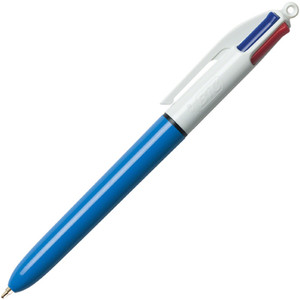 BIC 4-Color Multi-Color Ballpoint Pen, Retractable, Medium 1 mm, Black/Blue/Green/Red Ink, Blue Barrel, 3/Pack (BICMMP31) Product Image 