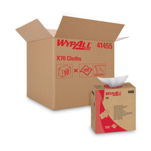 WypAll X70 Cloths, POP-UP Box, 9.13 x 16.8, White, 100/Box, 10 Boxes/Carton (KCC41455) View Product Image