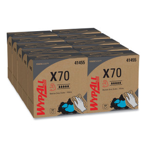 WypAll X70 Cloths, POP-UP Box, 9.13 x 16.8, White, 100/Box, 10 Boxes/Carton View Product Image