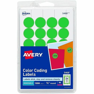 Avery Removable Color-Coding Labels - 3/4" Diameter - Removable Adhesive - Round - Laser - Matte Product Image 