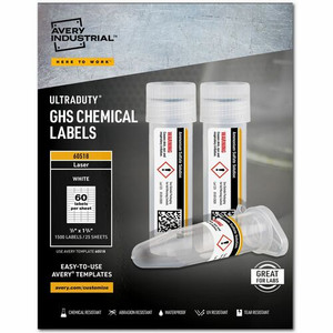 Avery UltraDuty Chemical Label - Waterproof - 1/2" Width x 1 3/4" Length - Permanent Adhesive - Rectangle - Laser Product Image 