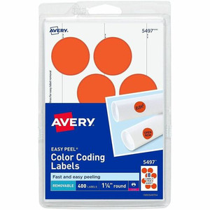 Avery 1-1/4" Color-Coding Labels - 1 1/4" Diameter - Removable Adhesive - Round - Laser - Red Product Image 