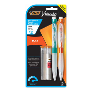 BIC Velocity Max Pencil, 0.9 mm, HB (#2), Black Lead, Assorted Barrel Colors, 2/Pack View Product Image