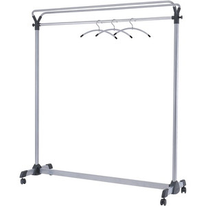 Alba Upper Shelf Double-sided Garment Rack - 50 x Coat - 66.93" Height x 19.69" Width x 59.06" Length - Floor - Caster, Sturdy - Silver Product Image 