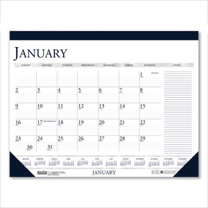 House of Doolittle Recycled Two-Color Monthly Desk Pad Calendar with Notes Section, 18.5 x 13, Blue Binding/Corners, 12-Month (Jan-Dec): 2024 View Product Image