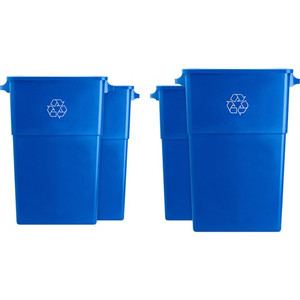Genuine Joe 23 Gallon Recycling Container - 23 gal Capacity - Rectangular - 30" Height x 22.5" Width x 11" Depth - Blue, White - (GJO57258CT) Product Image 