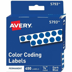 Avery 1/4" Color-Coding Labels - 1/4" Diameter - Permanent Adhesive - Round - Dark Blue - Self-adhesive Product Image 