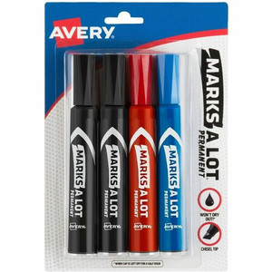 Avery Marks A Lot Permanent Markers - Regular Chisel Marker Point - Black, Blue, Red Ink - Black, Blue, Red Barrel Product Image 