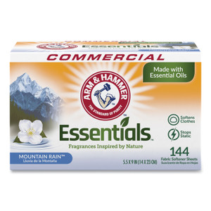 Arm & Hammer Essentials Dryer Sheets, Mountain Rain, 144 Sheets/Box (CDC3320000102BX) View Product Image