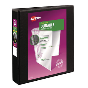 Avery Durable View Binder with DuraHinge and EZD Rings, 3 Rings, 1.5" Capacity, 11 x 8.5, Black, (9400) View Product Image