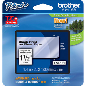 Brother Lettering Tape, 1-1/2" Size, Black/Clear (BRTTZE161) View Product Image