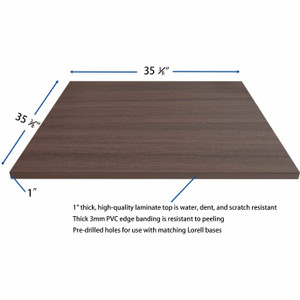 Lorell Hospitality/Conference Tabletop - 36" Width x 1" Thickness x 36" Length - Band Edge - Finish: Espresso - White Table Top - Sturdy Product Image 