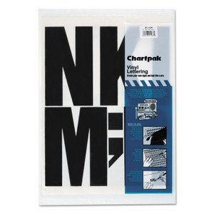 Chartpak Press-On Vinyl Uppercase Letters, Self Adhesive, Black, 6"h, 38/Pack (CHA01184) View Product Image