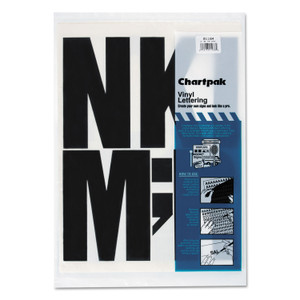 Chartpak Press-On Vinyl Uppercase Letters, Self Adhesive, Black, 6"h, 38/Pack View Product Image
