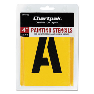 Chartpak Professional Lettering Stencils, Painting Stencil Set, A-Z Set/0-9, 4", Manila, 35/Set (CHA01565) View Product Image