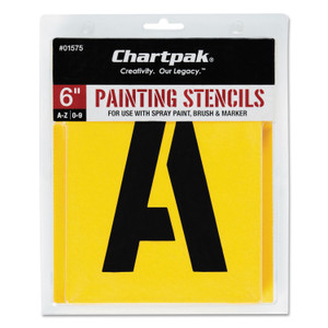 Chartpak Professional Lettering Stencils, Painting Stencil Set, A-Z Set/0-9, 6", Manila, 35/Set (CHA01575) View Product Image