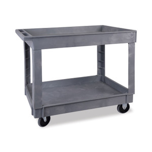 Boardwalk Two-Shelf Utility Cart, Plastic, 2 Shelves, 300 lb Capacity, 24" x 40" x 31.5", Gray (BWK4024UCGRA) View Product Image