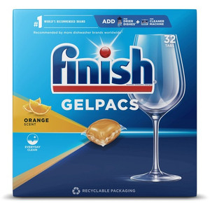Finish Dishwasher Gel Packs - 1.3 fl oz (0 quart) - Orange Scent - Orange - 32/Box Product Image 